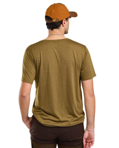 Olive Green coloured Pinewood Mens Finnveden Forest T-Shirt on white background 