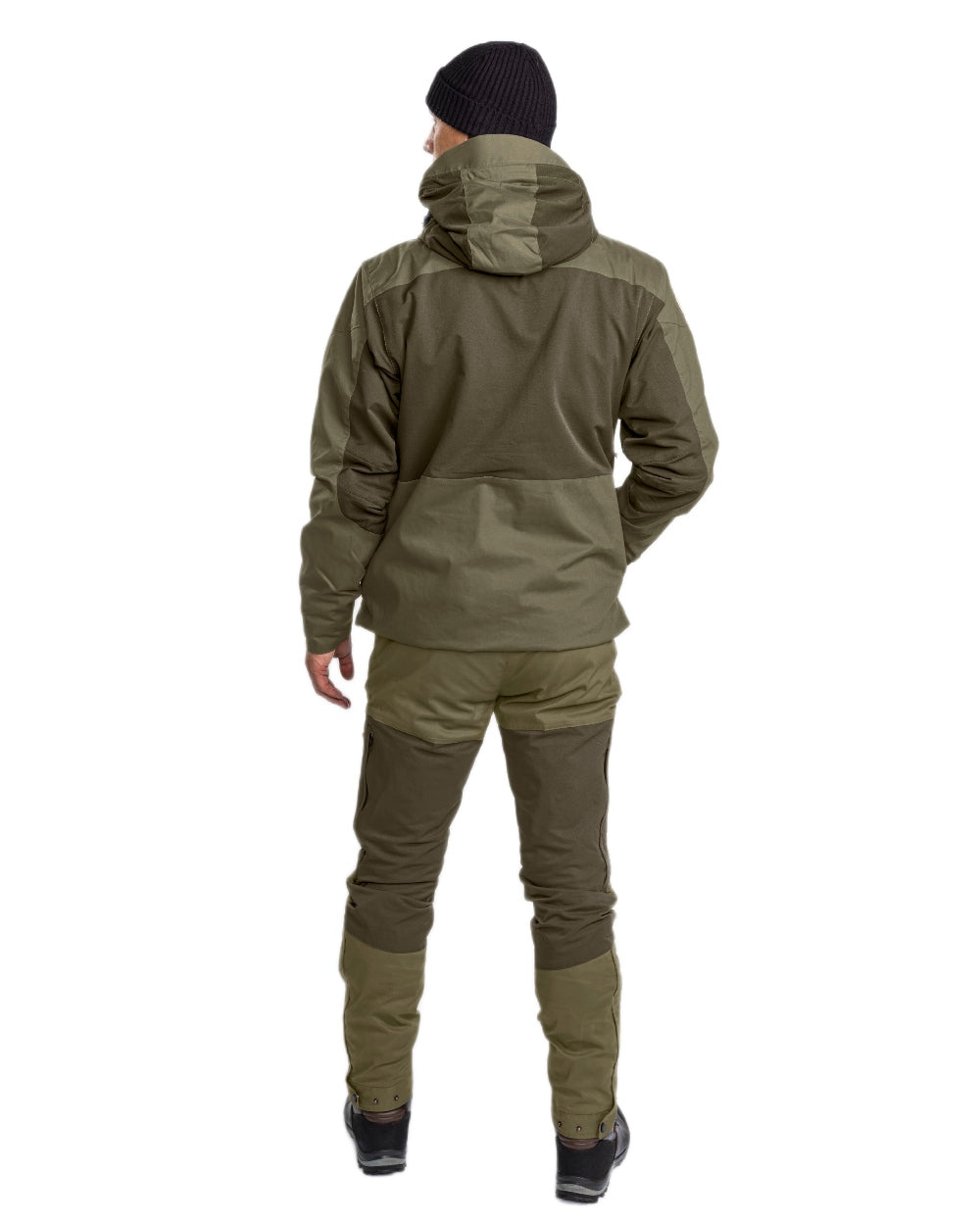 Dark Olive Hunting Olive Coloured Pinewood Mens Finnveden Hybrid Extreme Jacket on white background 