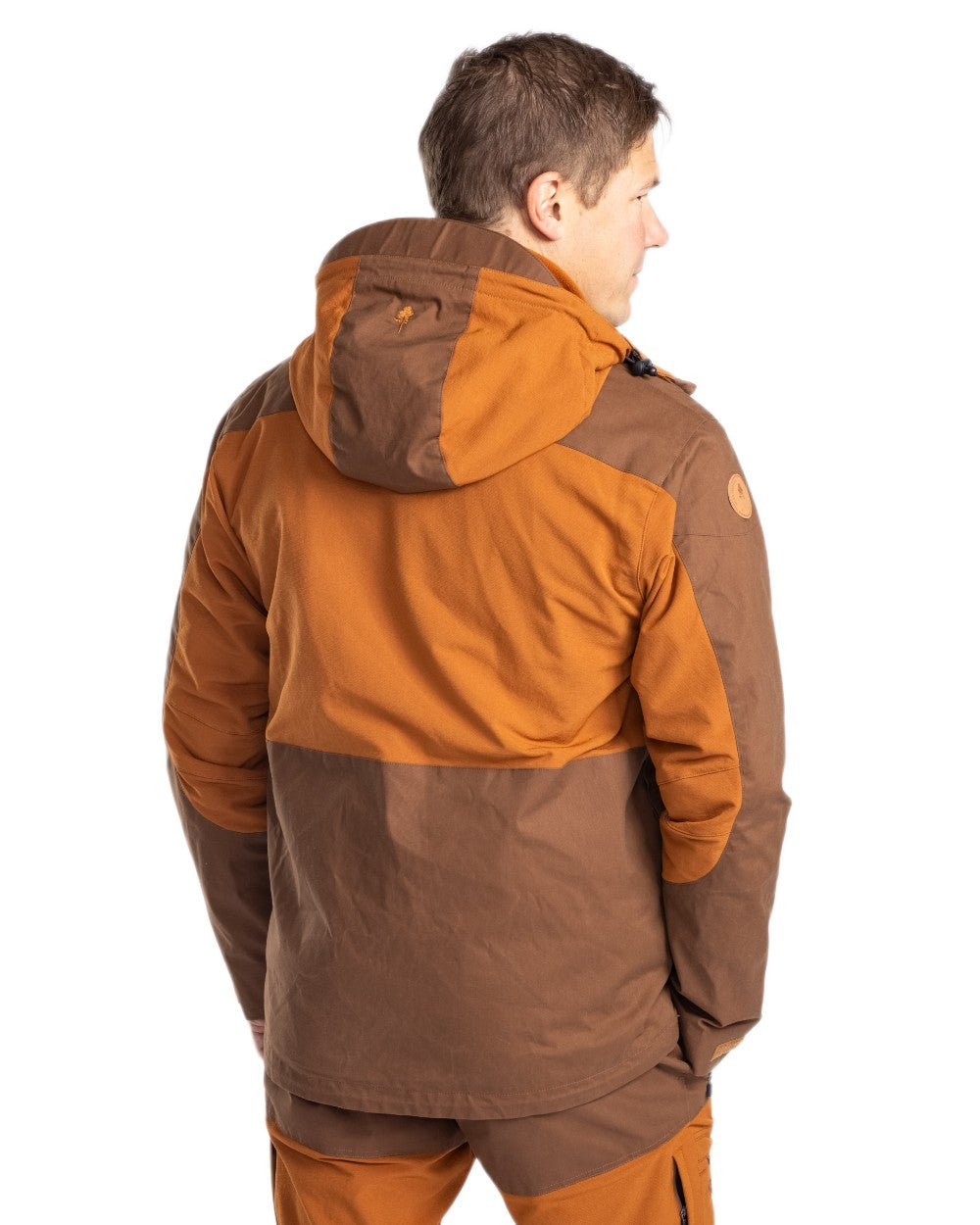Fudge Nougat Coloured Pinewood Mens Finnveden Hybrid Extreme Jacket on white background 