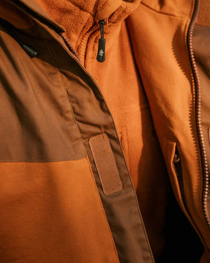 Fudge Nougat Coloured Pinewood Mens Finnveden Hybrid Extreme Jacket on white background 