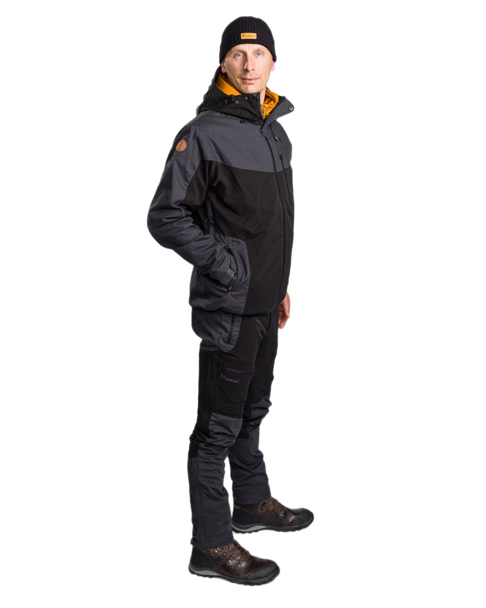 Black Dark Anthracite Coloured Pinewood Mens Finnveden Hybrid Extreme Trousers on white background 