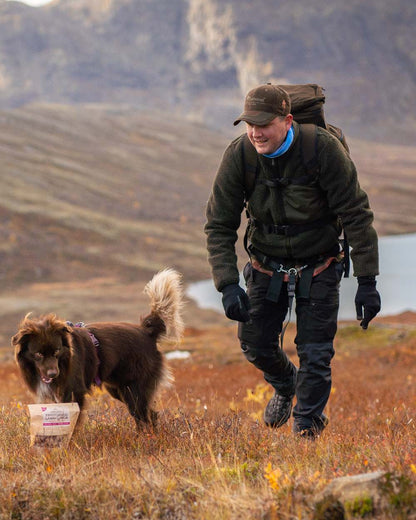 Black Dark Anthracite Coloured Pinewood Mens Finnveden Hybrid Extreme Trousers on outdoor background 