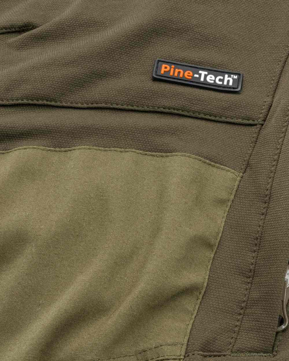 Dark Olive Hunting Olive Coloured Pinewood Mens Finnveden Hybrid Extreme Trousers on white background 