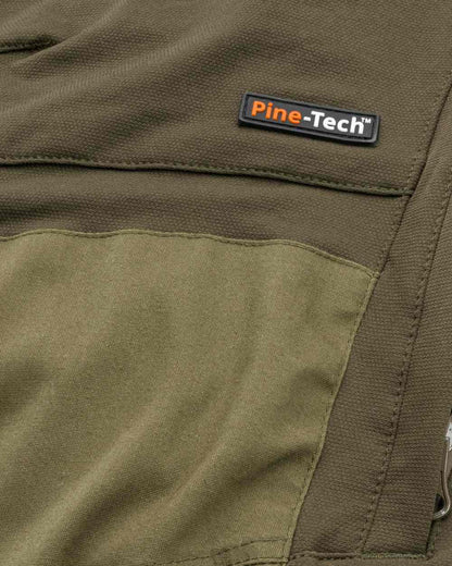Dark Olive Hunting Olive Coloured Pinewood Mens Finnveden Hybrid Extreme Trousers on white background 