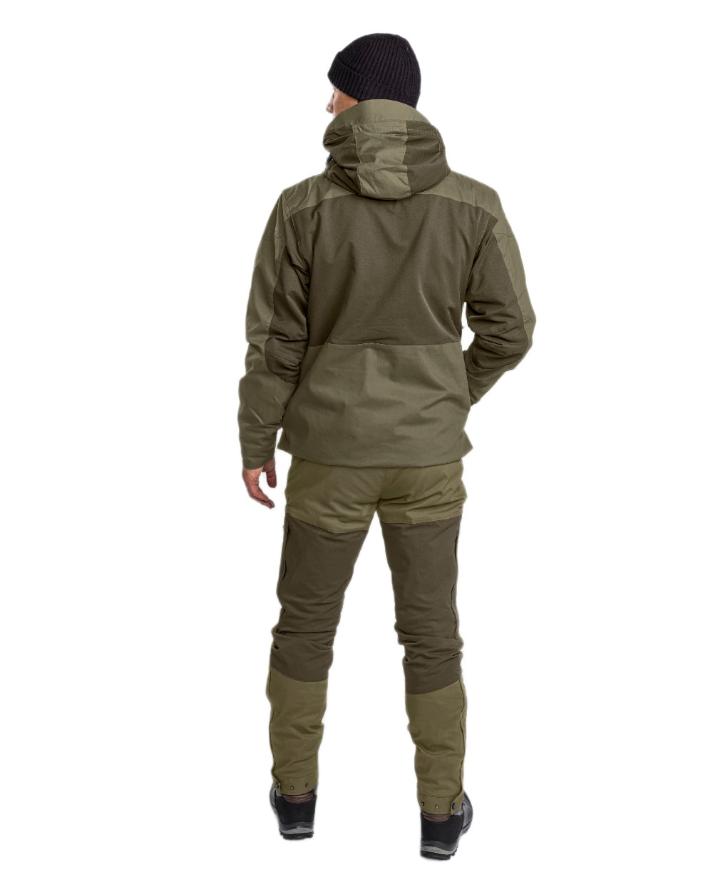 Dark Olive Hunting Olive Coloured Pinewood Mens Finnveden Hybrid Extreme Trousers on white background 