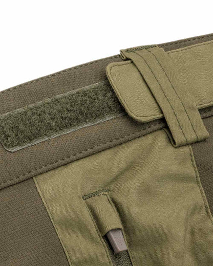 Dark Olive Hunting Olive Coloured Pinewood Mens Finnveden Hybrid Extreme Trousers on white background 