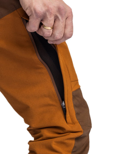 Fudge Nougat Coloured Pinewood Mens Finnveden Hybrid Extreme Trousers on white background 