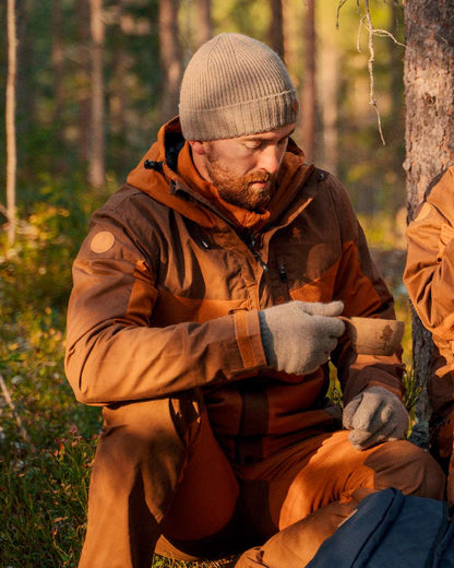 Fudge Nougat Coloured Pinewood Mens Finnveden Hybrid Extreme Trousers on forest background 