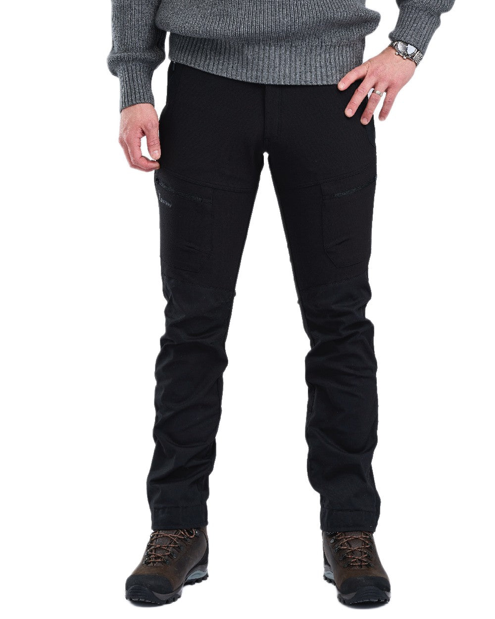Black Coloured Pinewood Mens Finnveden Hybrid Trousers on white background 