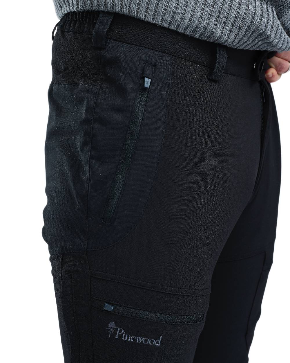 Black Coloured Pinewood Mens Finnveden Hybrid Trousers on white background 