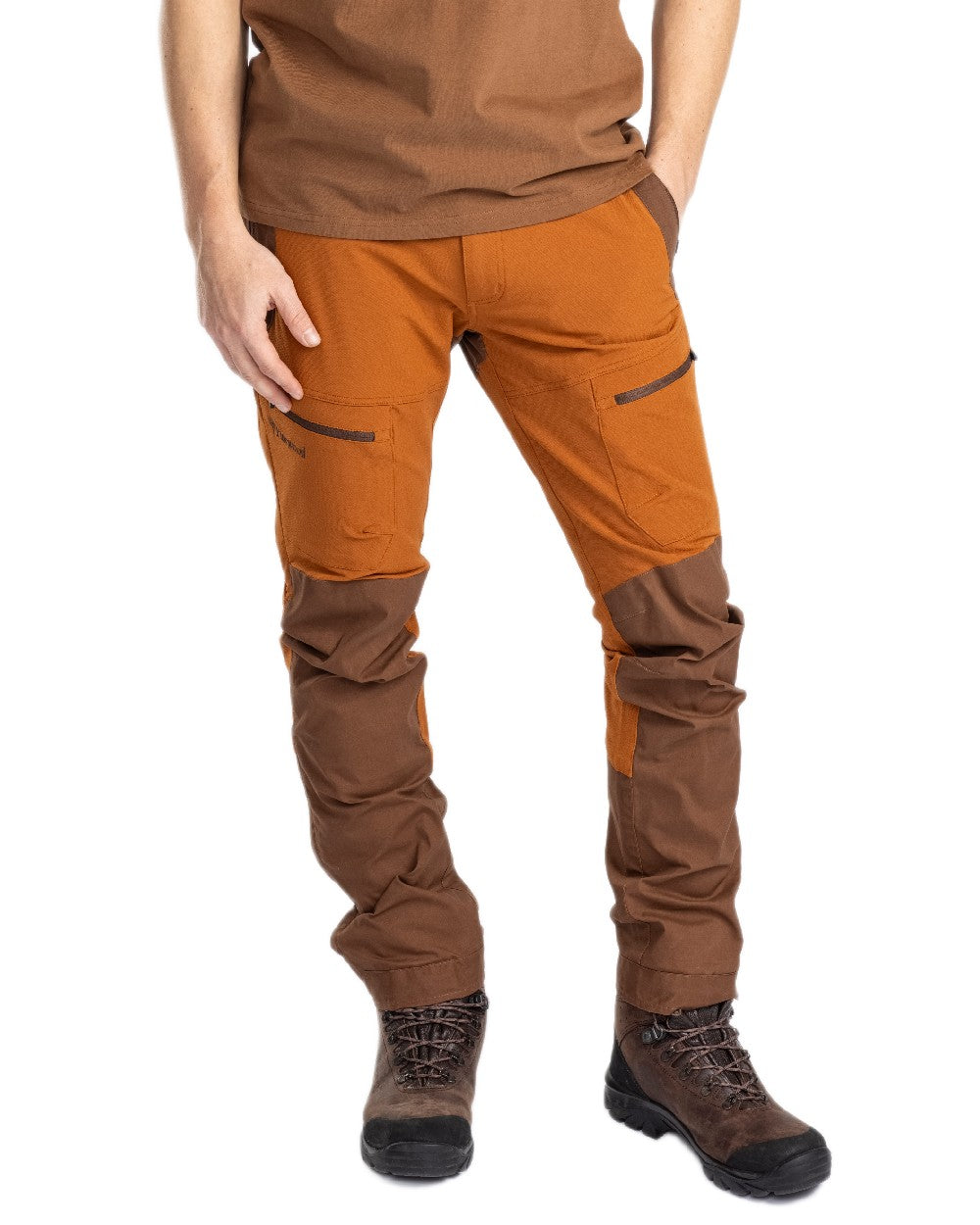 Fudge Nougat Coloured Pinewood Mens Finnveden Hybrid Trousers on white background 