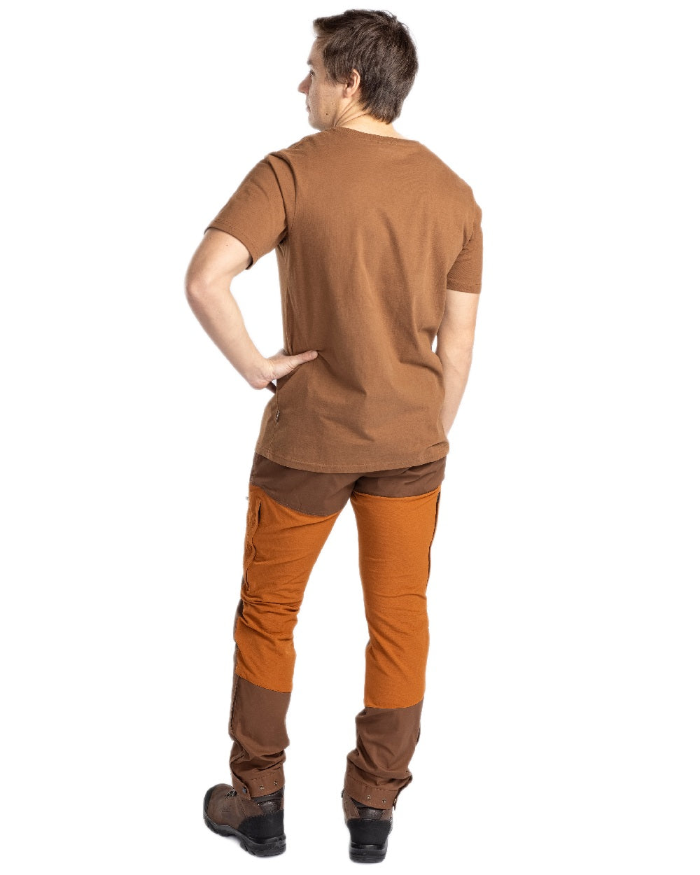 Fudge Nougat Coloured Pinewood Mens Finnveden Hybrid Trousers on white background 