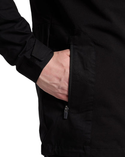 Black coloured Pinewood Mens Finnveden Hybrid Jacket on white background 