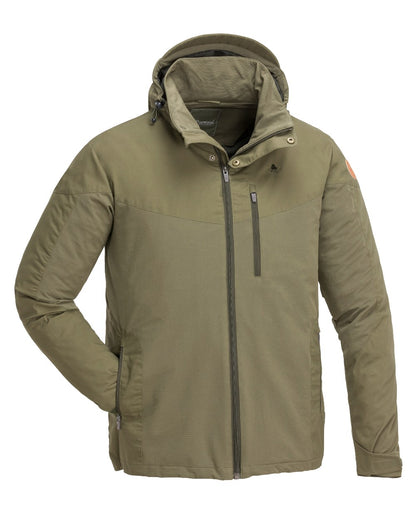 Hunting Olive Coloured Pinewood Mens Finnveden Hybrid Jacket on white background 