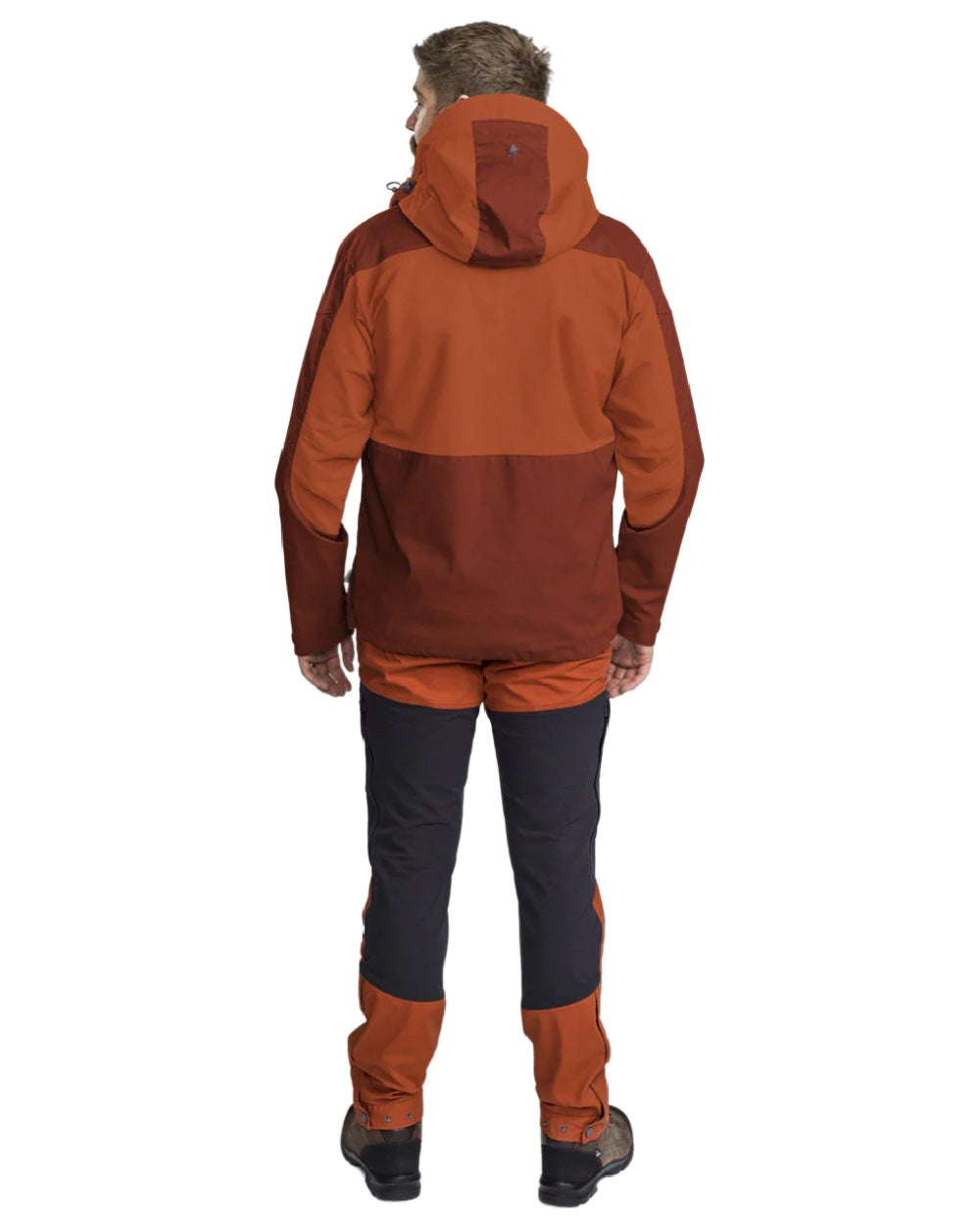Terracotta coloured Pinewood Mens Finnveden Hybrid Jacket on white background 