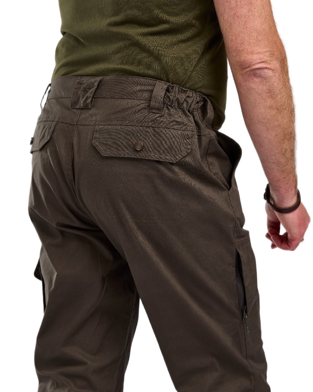 Dark Olive Coloured Pinewood Mens Finnveden Outdoor Trousers on white background 