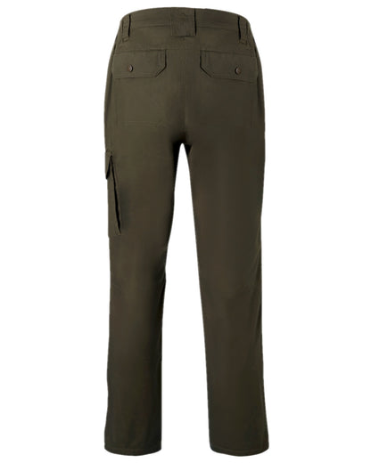 Dark Olive Coloured Pinewood Mens Finnveden Outdoor Trousers on white background 