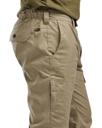 Light Khaki Coloured Pinewood Mens Finnveden Outdoor Trousers on white background 