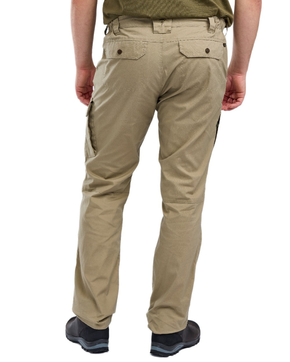 Light Khaki Coloured Pinewood Mens Finnveden Outdoor Trousers on white background 
