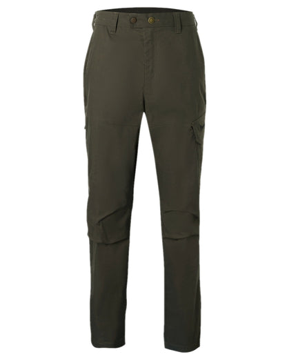 Moss Green Coloured Pinewood Mens Finnveden Outdoor Trousers on white background 