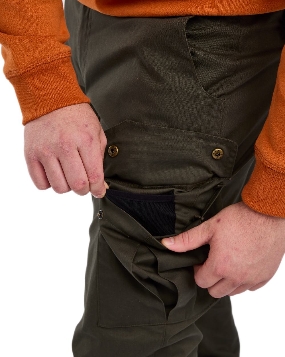 Moss Green Coloured Pinewood Mens Finnveden Outdoor Trousers on white background 
