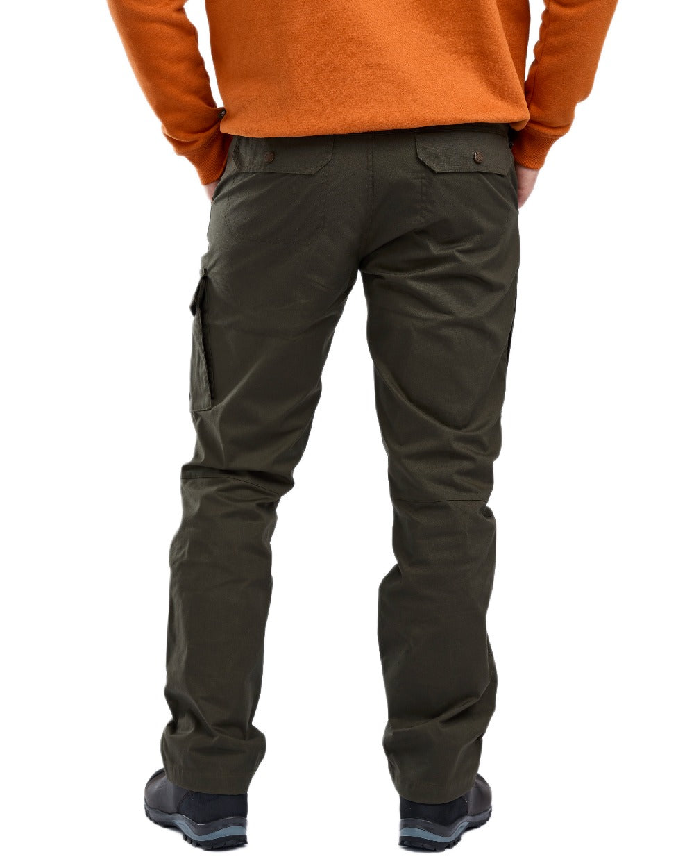 Moss Green Coloured Pinewood Mens Finnveden Outdoor Trousers on white background 