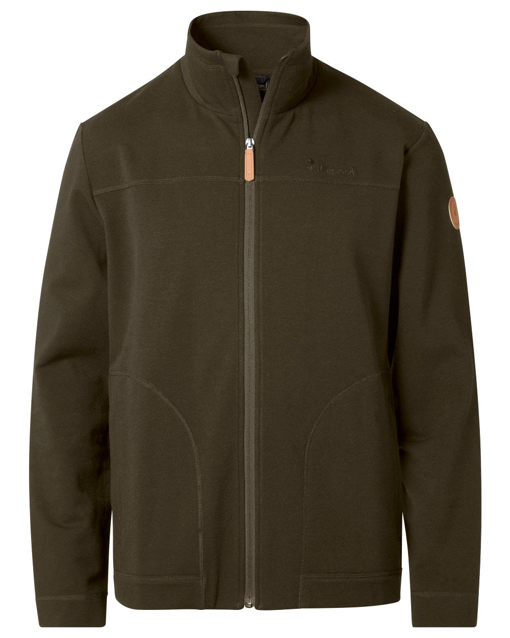 Moss Green coloured Pinewood Mens Finnveden Powerfleece Jacket on white background 