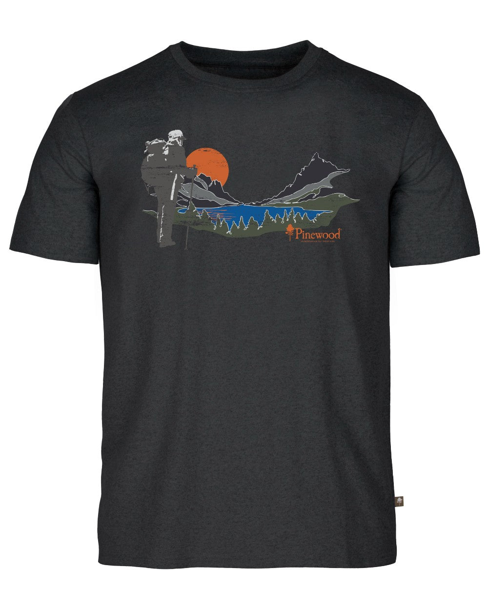 Dark Anthracite Sunset coloured Pinewood Mens Finnveden Recycled T-Shirt on white background 