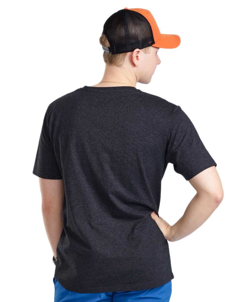 Dark Anthracite Sunset coloured Pinewood Mens Finnveden Recycled T-Shirt on white background 