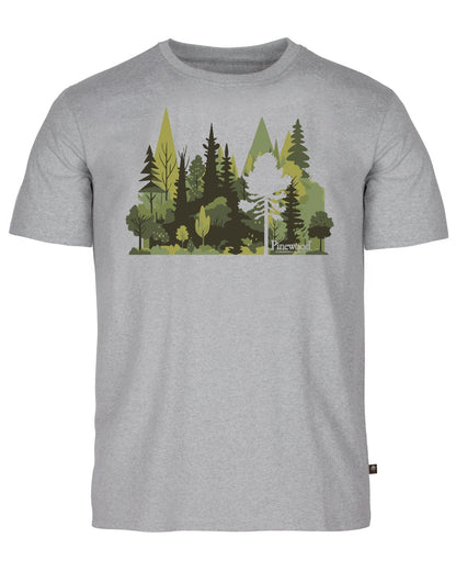 Light Grey Melange Forest coloured Pinewood Mens Finnveden Recycled T-Shirt on white background 