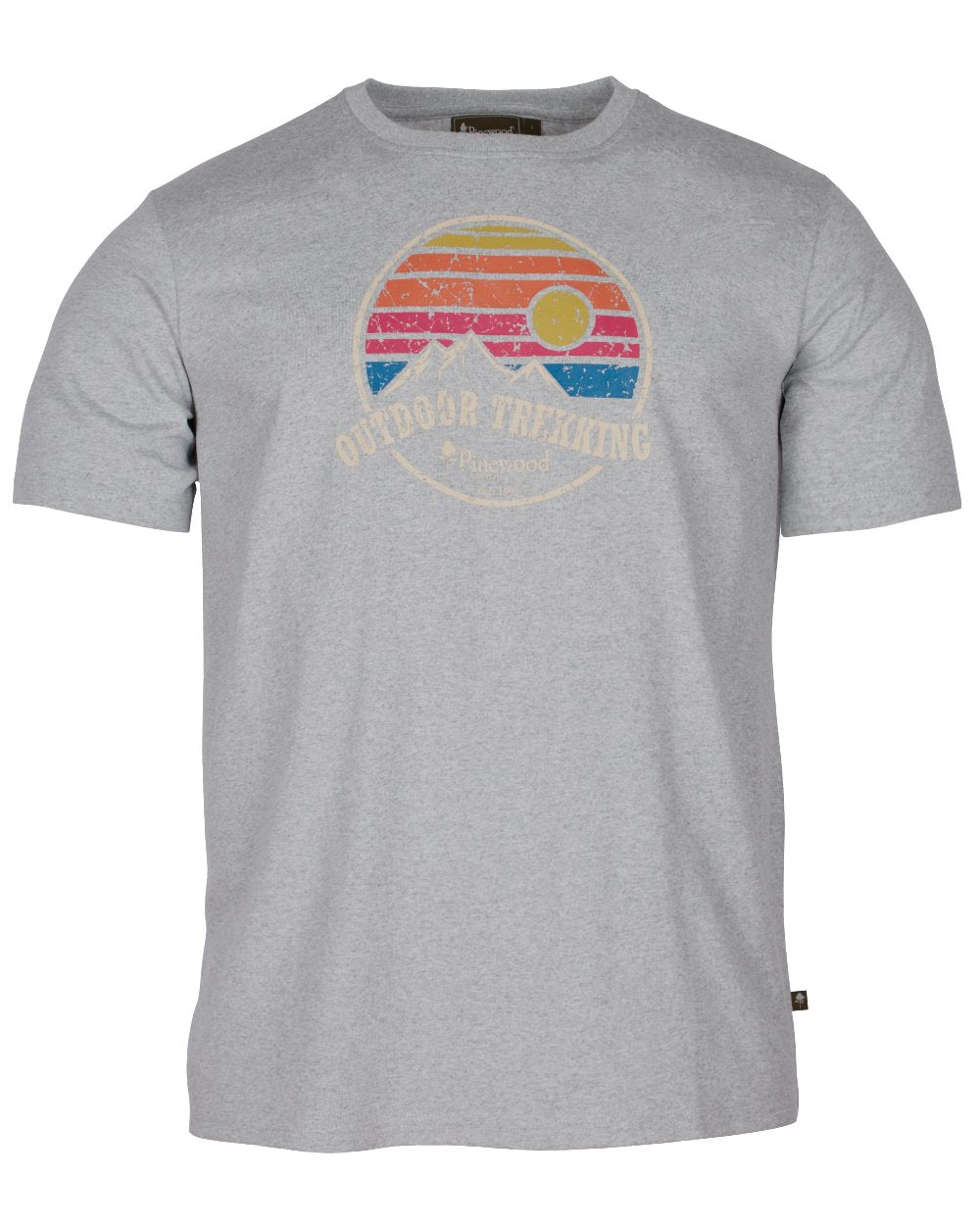 Light Grey Melange coloured Pinewood Mens Finnveden Recycled T-Shirt on white background 