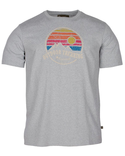 Light Grey Melange coloured Pinewood Mens Finnveden Recycled T-Shirt on white background 