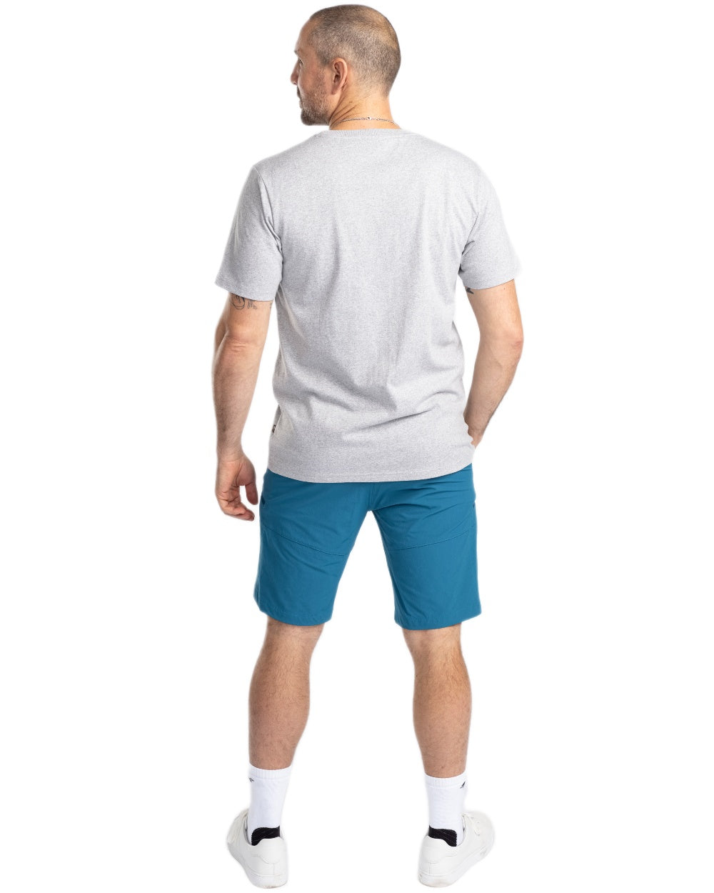 Light Grey Melange coloured Pinewood Mens Finnveden Recycled T-Shirt on white background 