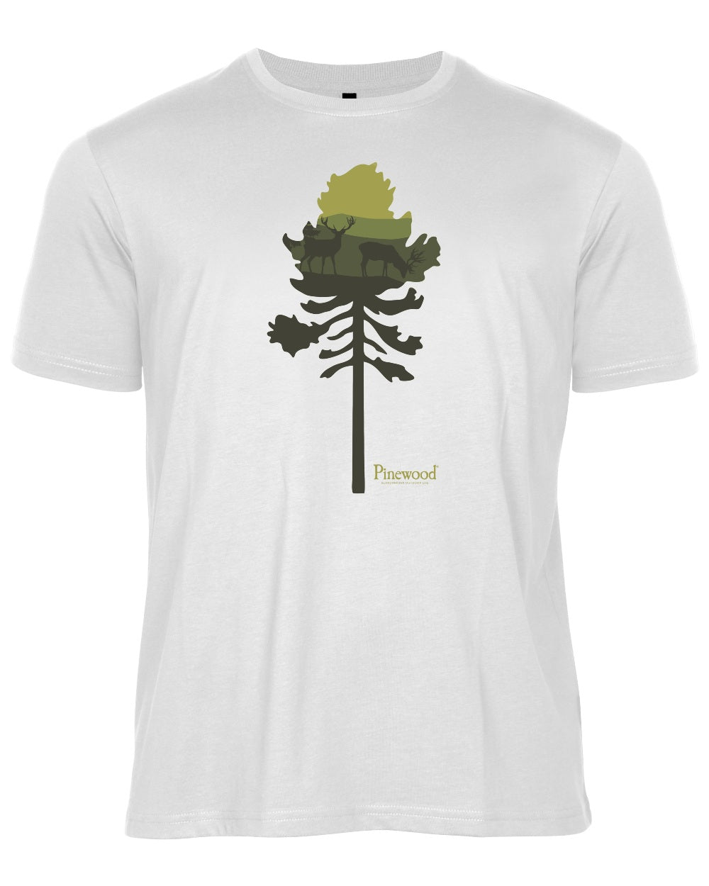 White Melange Pine Tree coloured Pinewood Mens Finnveden Recycled T-Shirt on white background 
