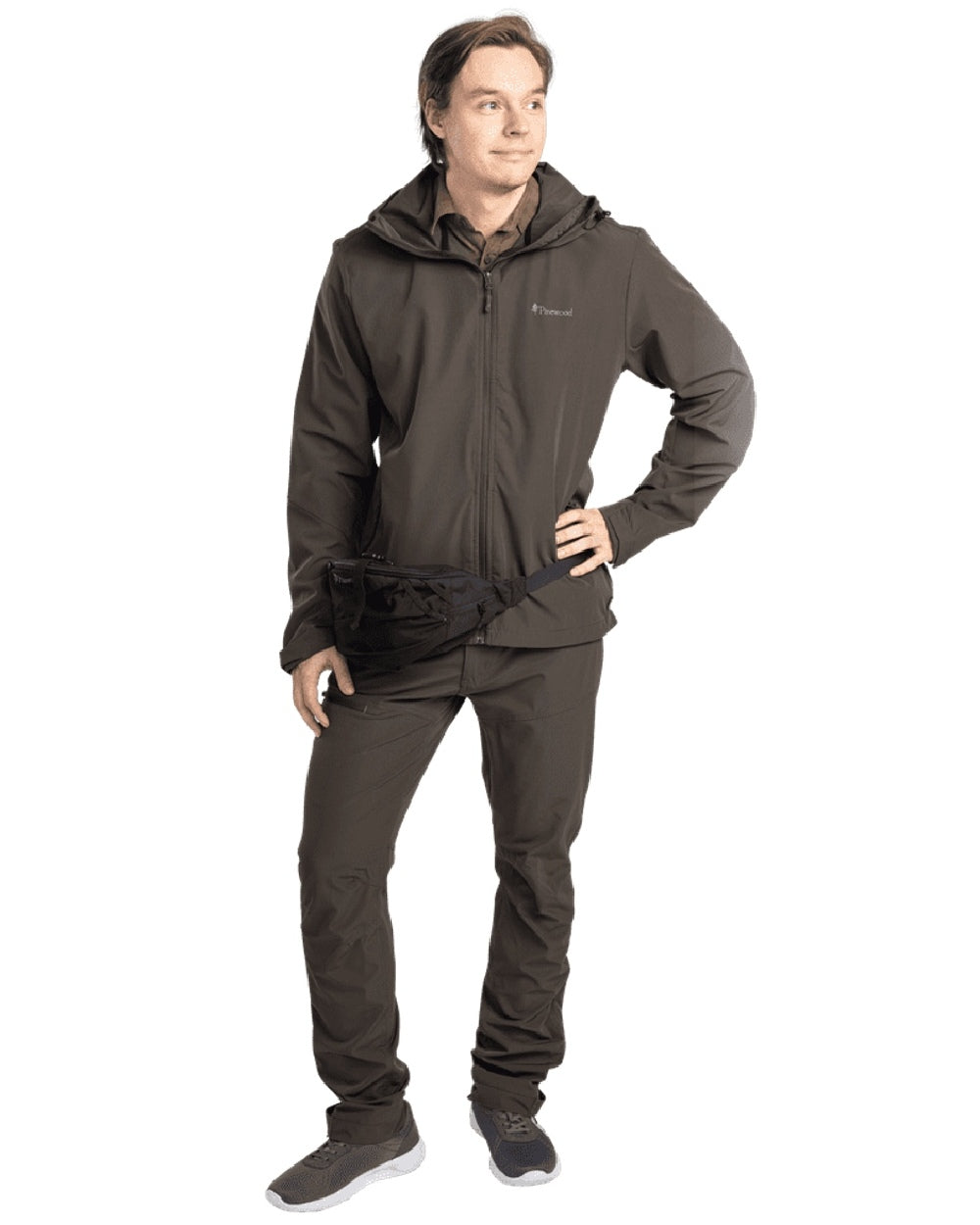 Dark Green coloured Pinewood Mens Finnveden Trail Stretch Trousers on white background 