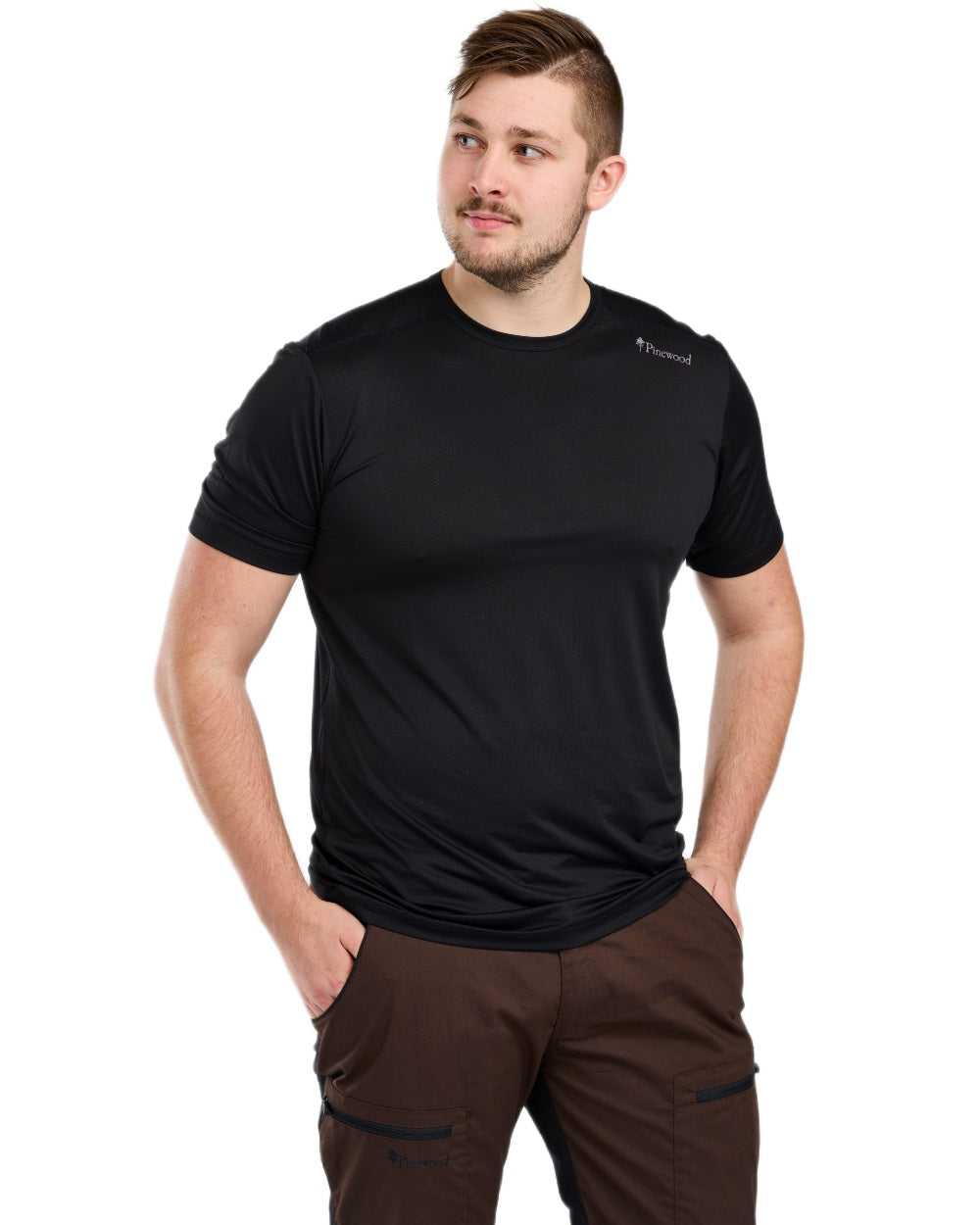 Black coloured Pinewood Mens Function T-Shirt on white background 