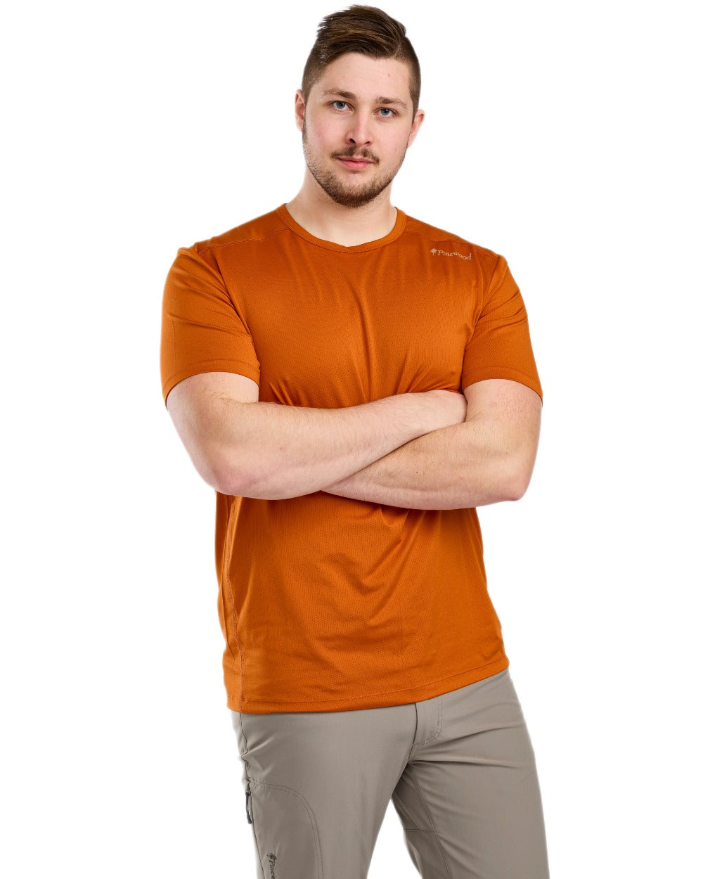 Burned Orange coloured Pinewood Mens Function T-Shirt on white background 