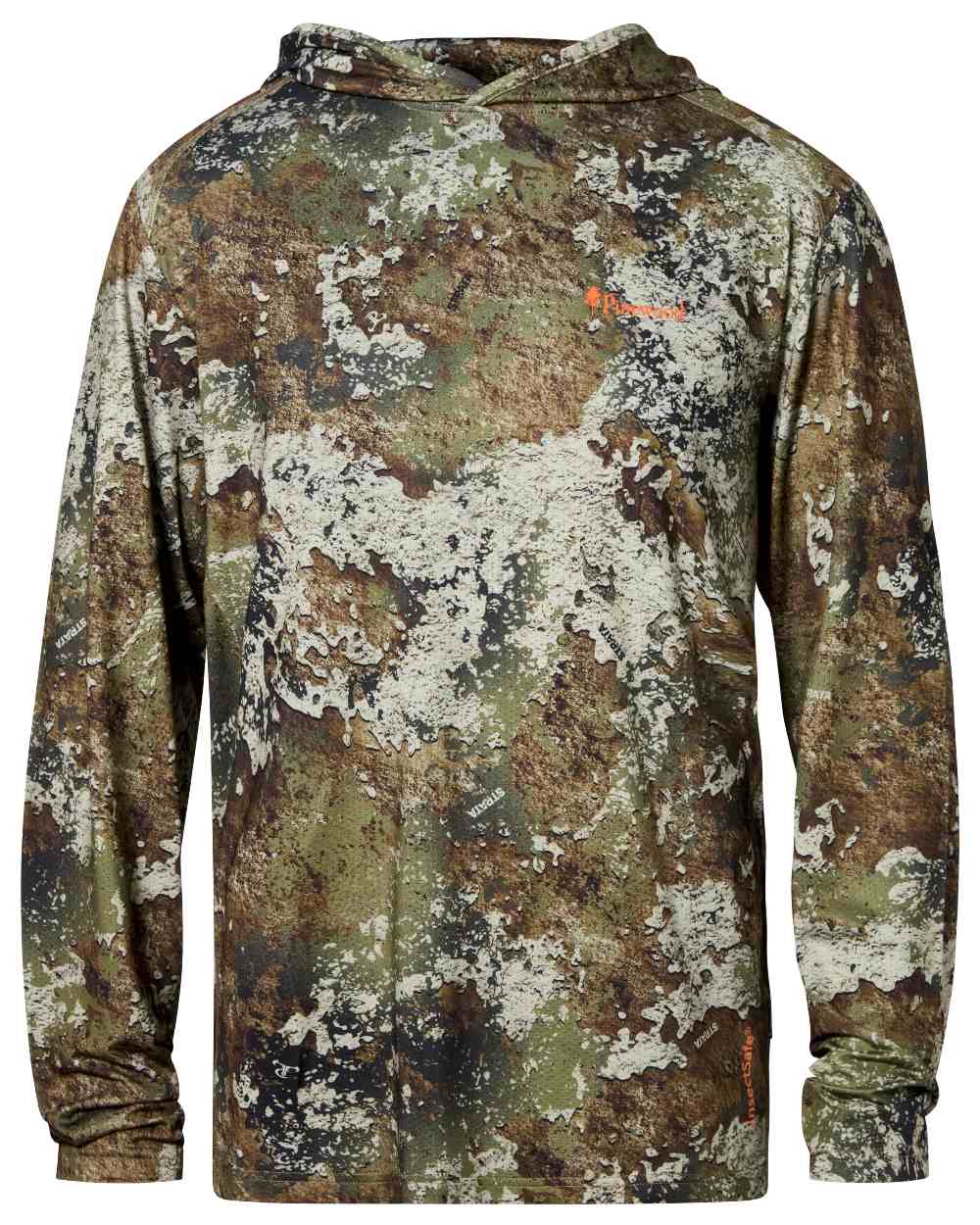 Strata coloured Pinewood Mens Furudal Camou InsectSafe Hoodie on white background 