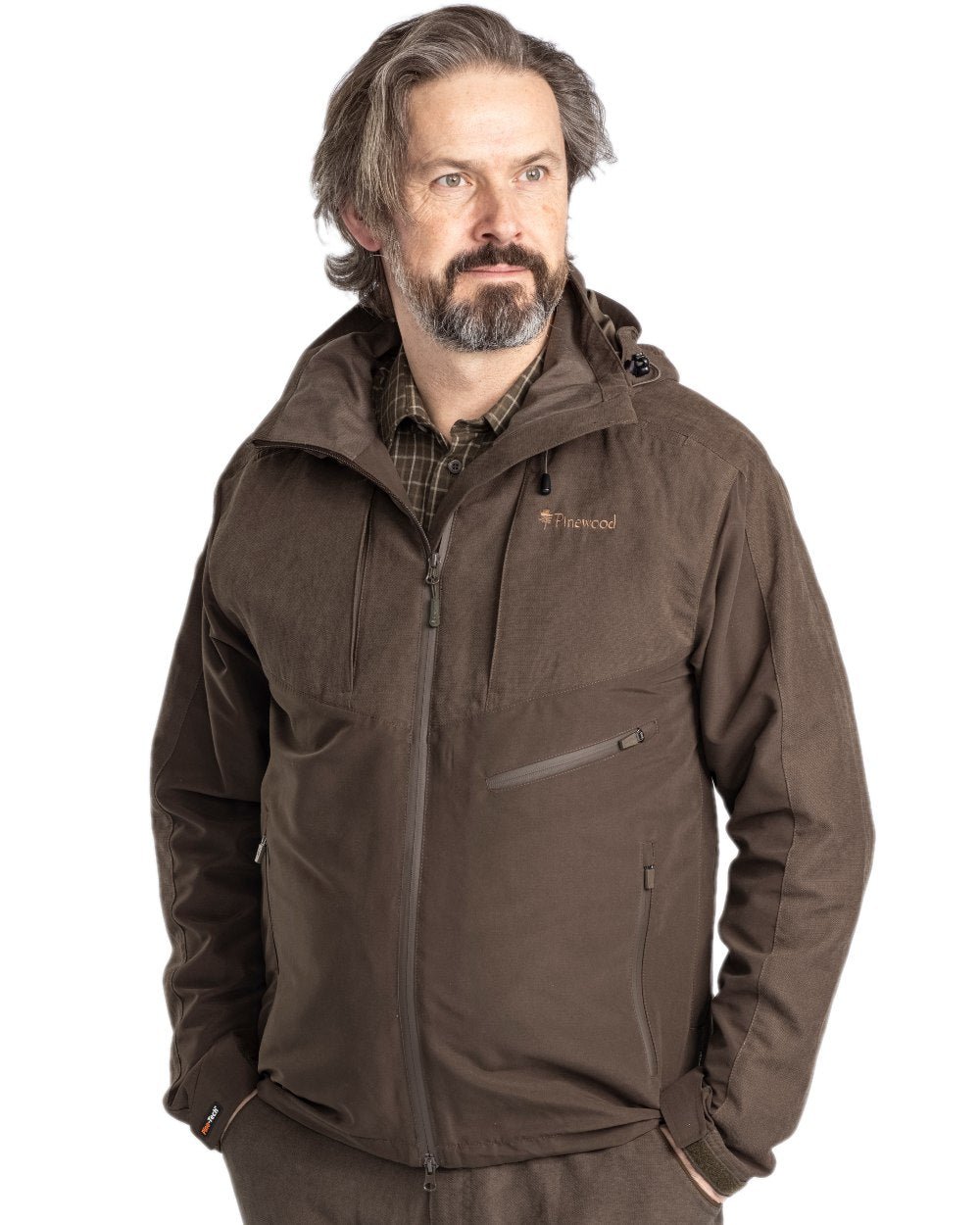 Suede Brown Dark Olive Coloured Pinewood Mens Furudal Caribou Hunt Extreme Jacket on white background 