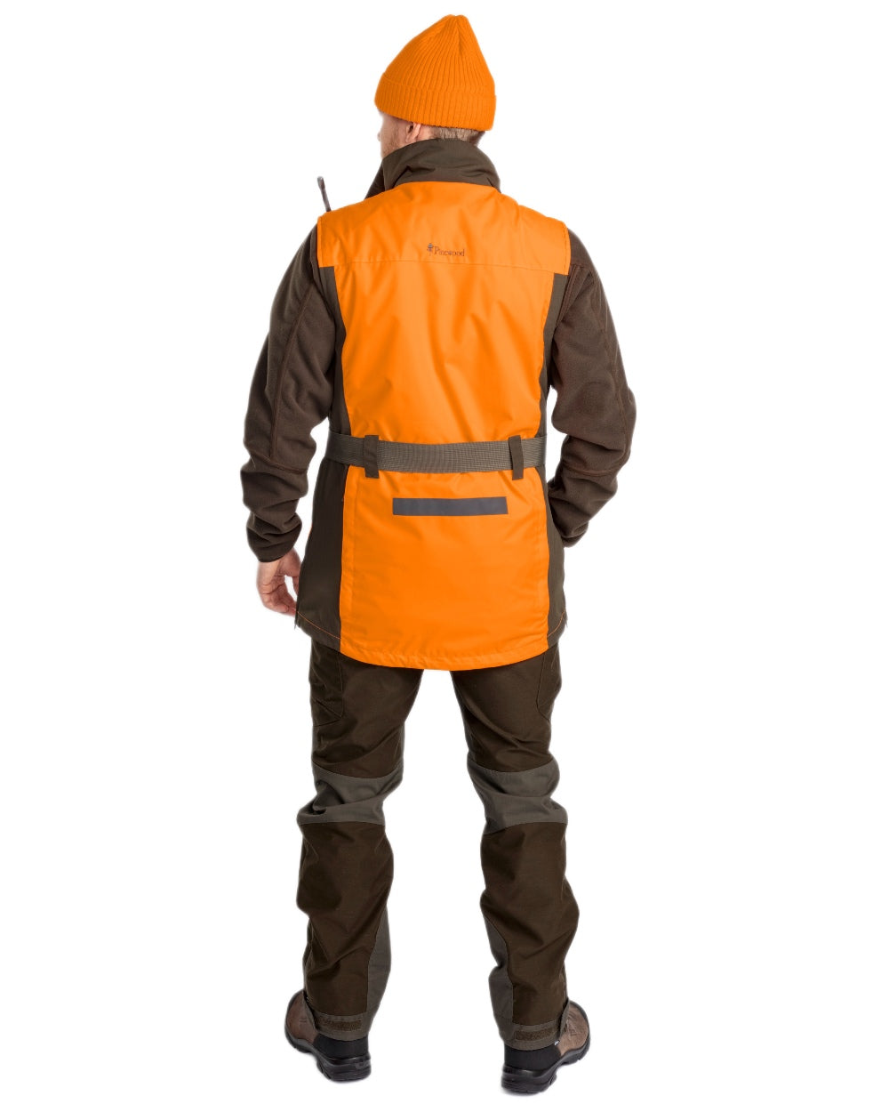 Orange Moss Green coloured Pinewood Mens Furudal Dog Handler Vest on white background 