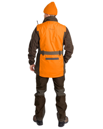 Orange Moss Green coloured Pinewood Mens Furudal Dog Handler Vest on white background 