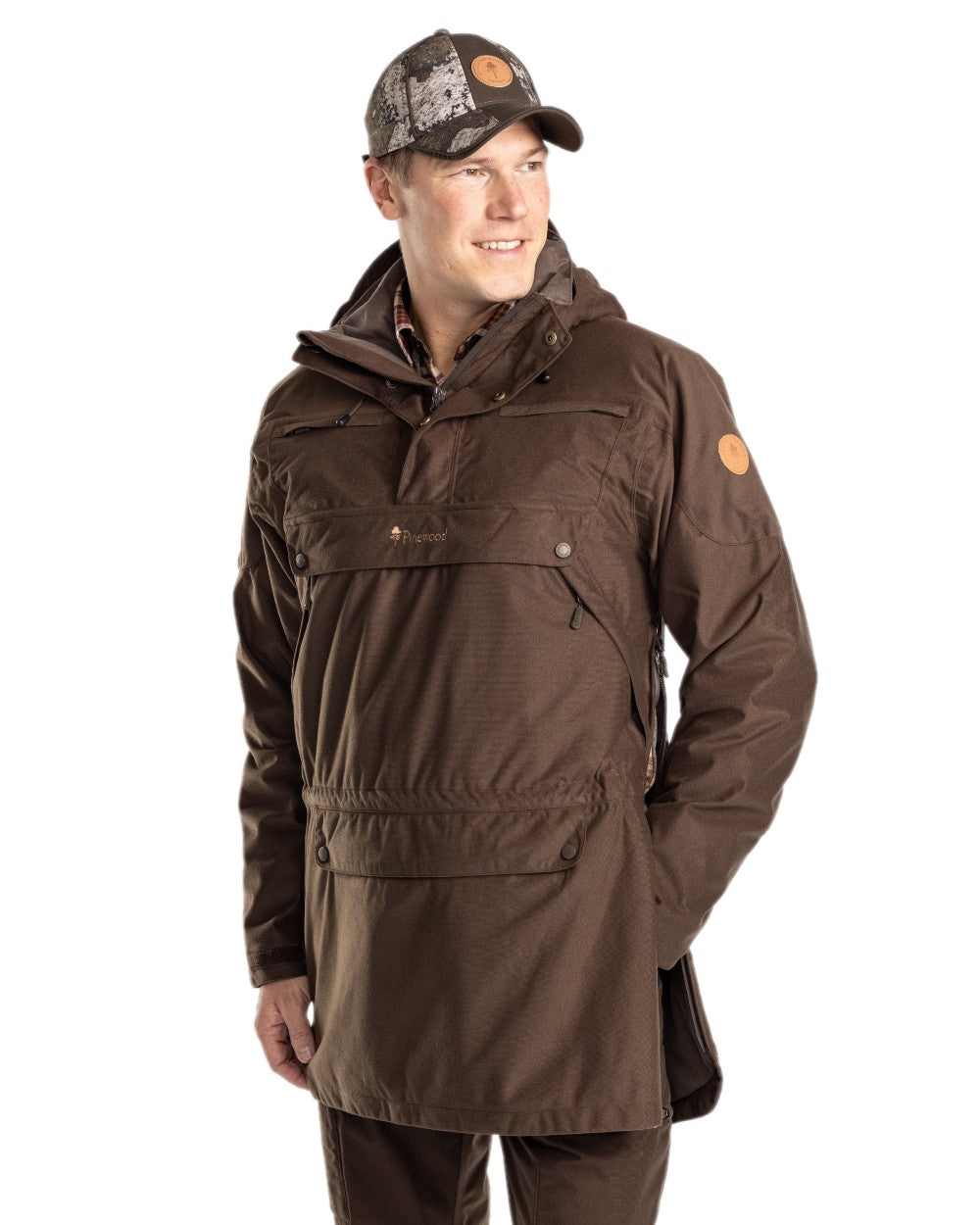 Suede Brown Coloured Pinewood Mens Furudal Hunters 2L Anorak on white background 