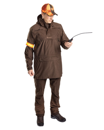 Suede Brown Coloured Pinewood Mens Furudal Hunters 2L Anorak on white background 