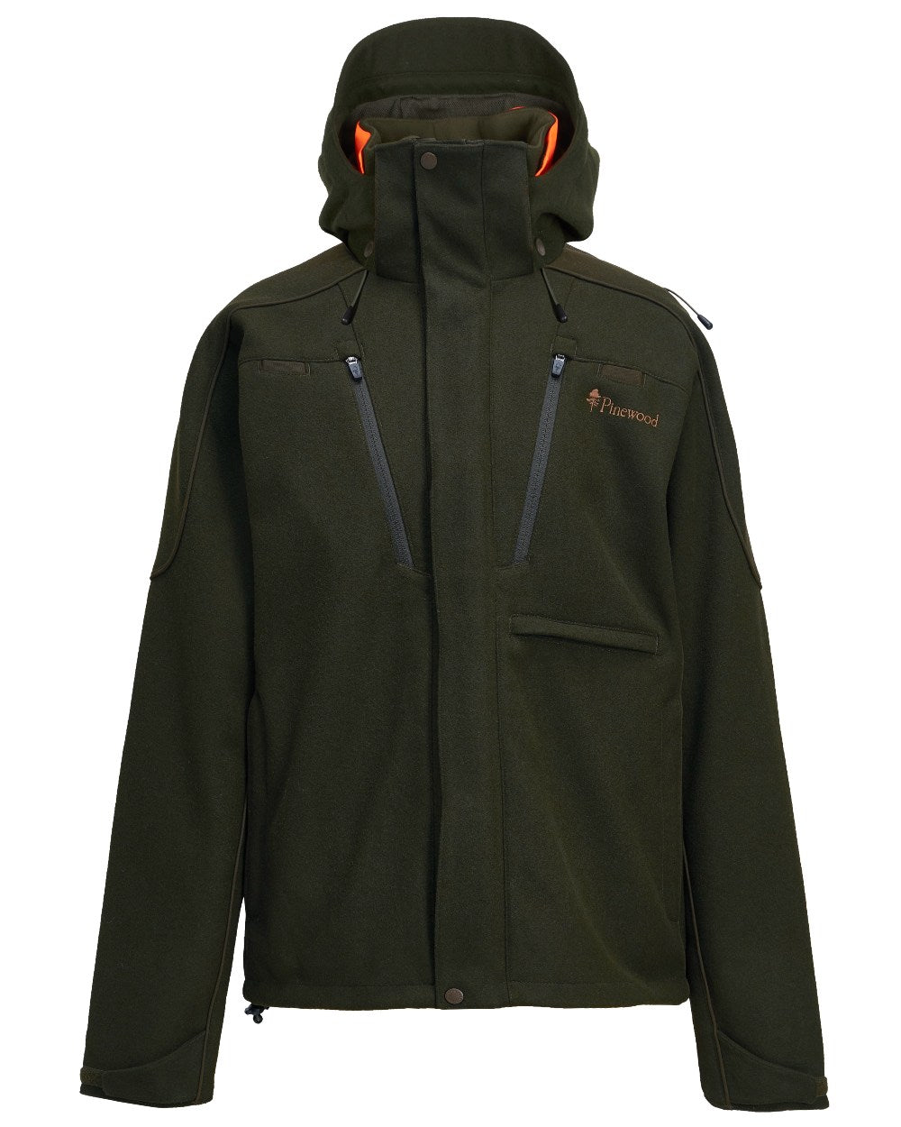 Moss Green coloured Pinewood Mens Furudal Hunters Wool Jacket on white background 
