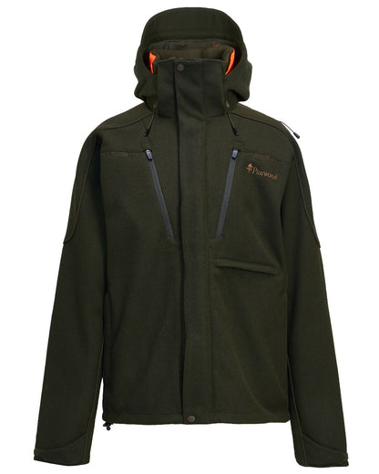 Moss Green coloured Pinewood Mens Furudal Hunters Wool Jacket on white background 