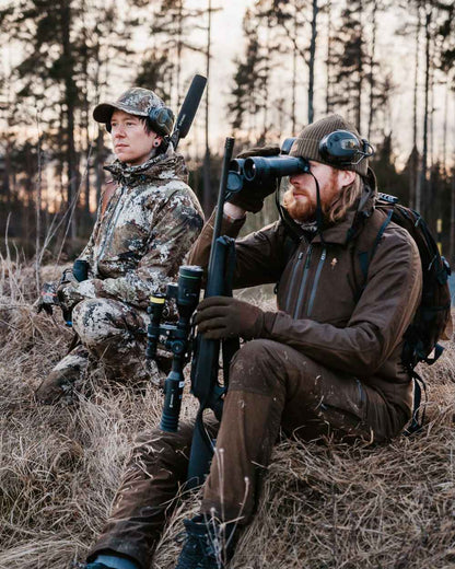 Hunting Brown Suede Brown Coloured Pinewood Mens Furudal Retriever Active Hunting Trousers on outdoor background 