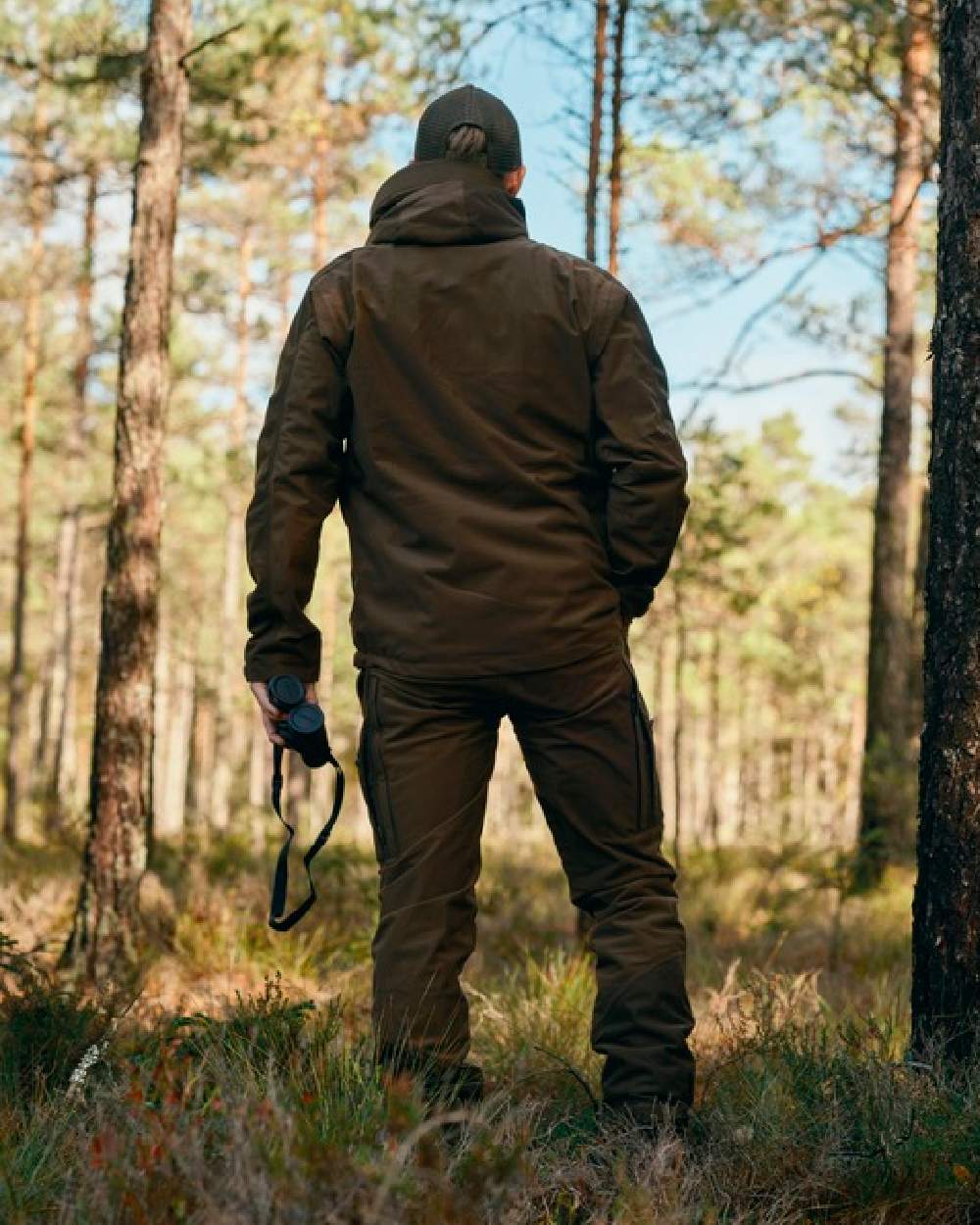 Hunting Brown Suede Brown Coloured Pinewood Mens Furudal Retriever Active Hunting Trousers on outdoor background 