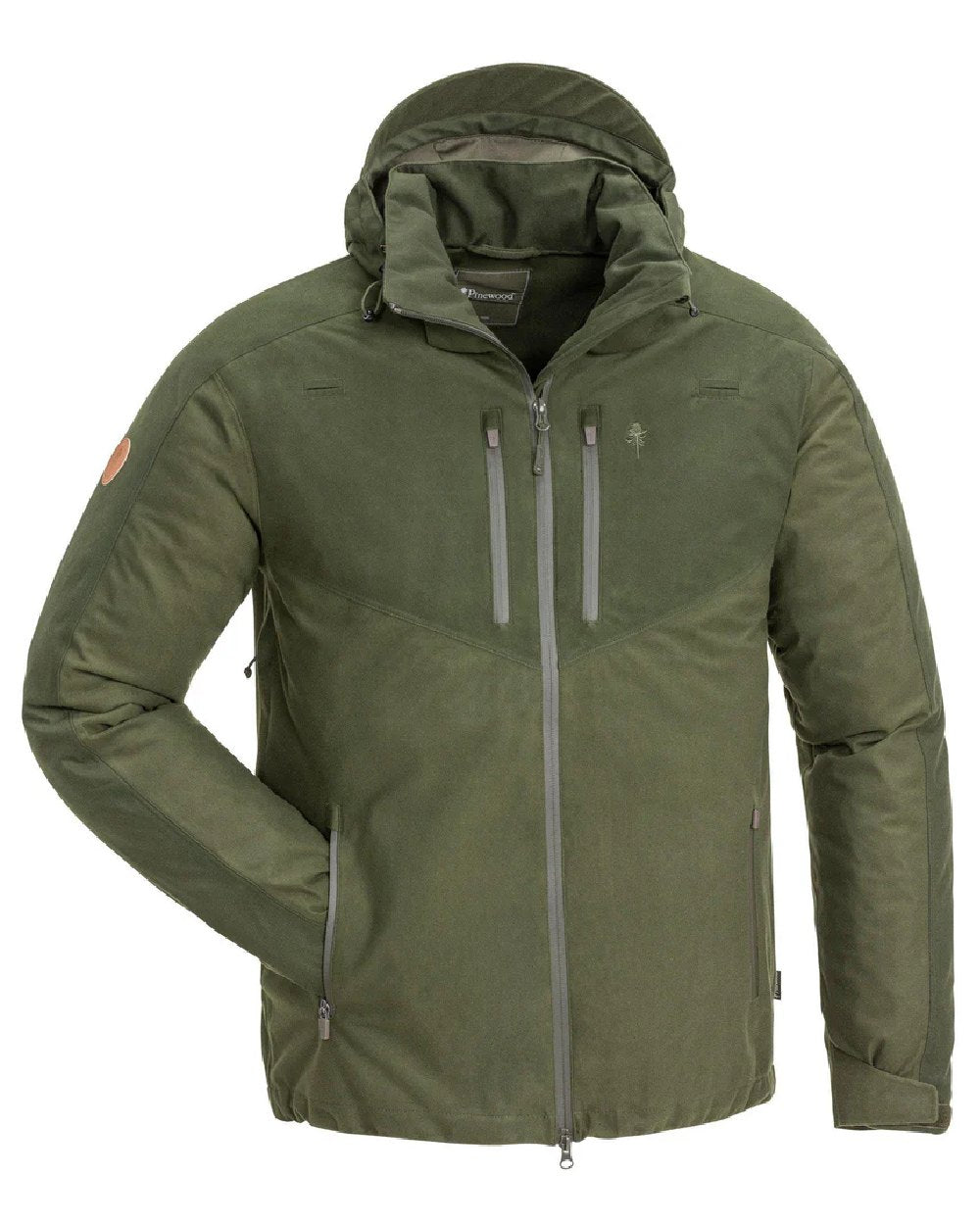 Moss green coloured Pinewood Mens Furudal Retriever Active Jacket on white background 