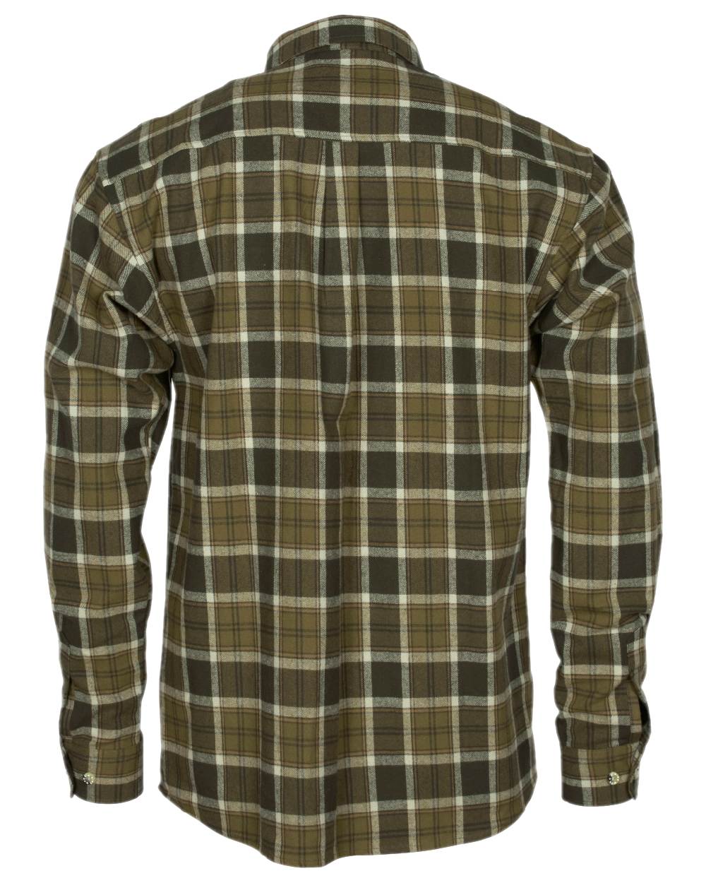 Hunting Olive Khaki Coloured Pinewood Mens Harjedalen Shirt on white background 