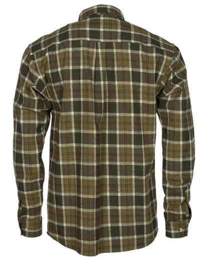 Hunting Olive Khaki Coloured Pinewood Mens Harjedalen Shirt on white background 